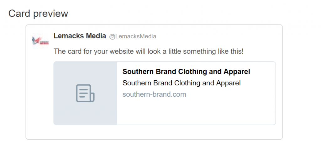 Southern Brand Clothing Twitter Card Preview